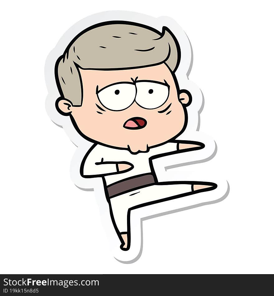 sticker of a cartoon tired man