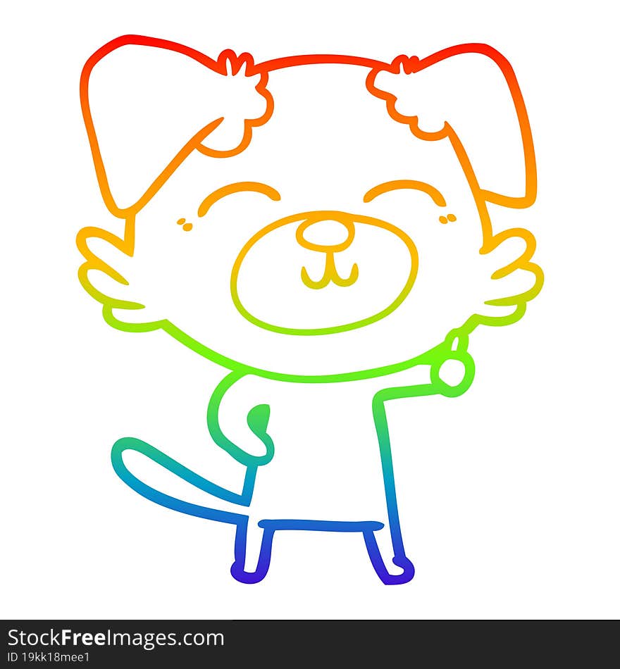 Rainbow Gradient Line Drawing Cartoon Dog