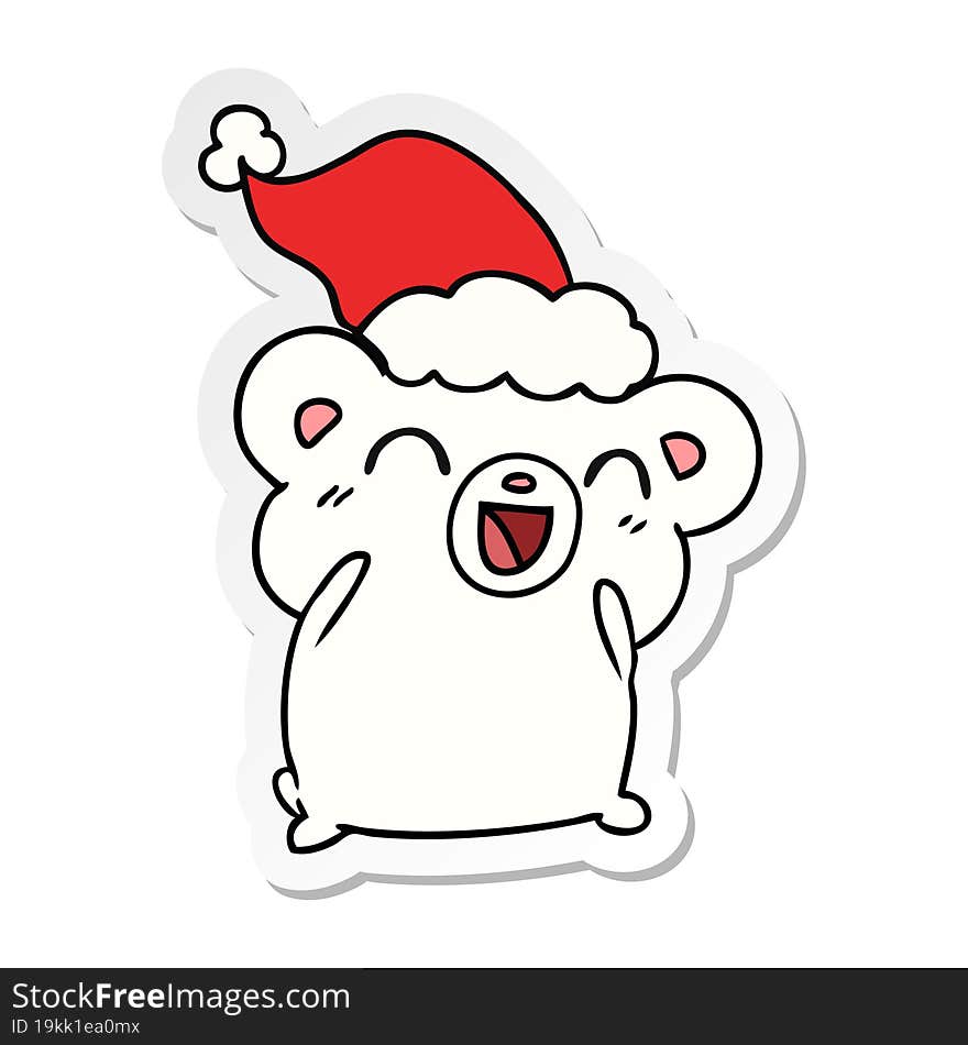 christmas sticker cartoon of kawaii polar bear