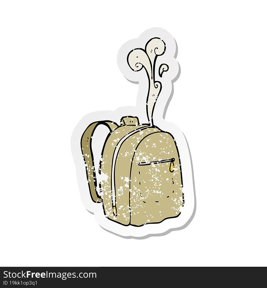 retro distressed sticker of a cartoon rucksack