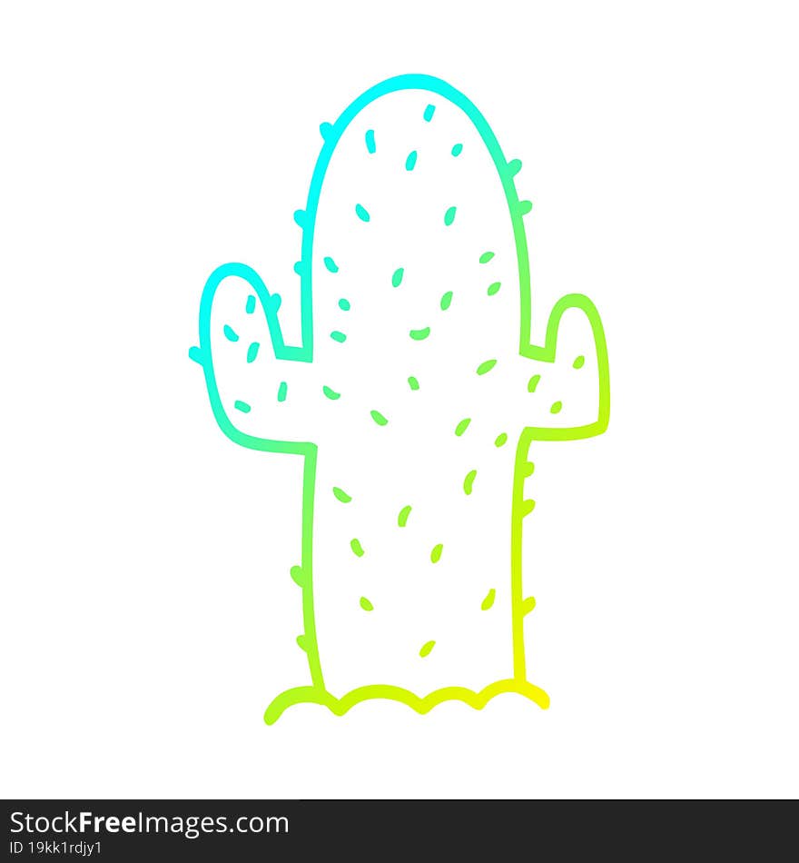 Cold Gradient Line Drawing Cartoon Cactus