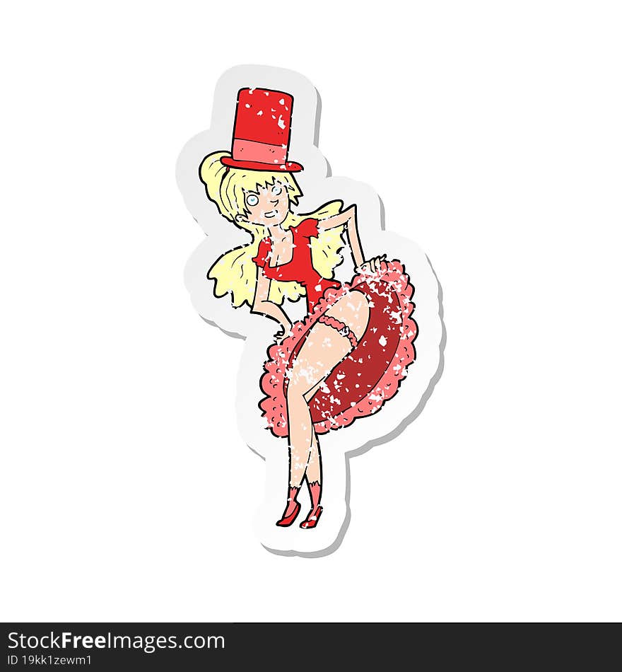 retro distressed sticker of a cartoon dancer woman