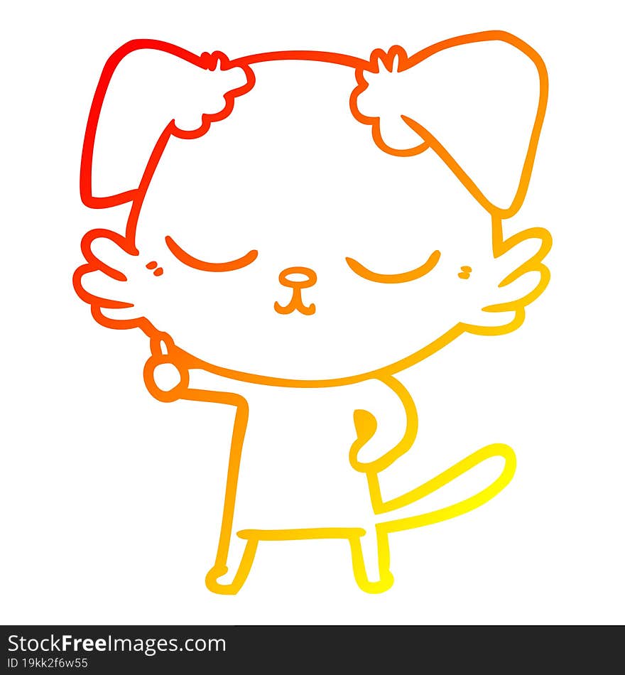 warm gradient line drawing cute cartoon dog