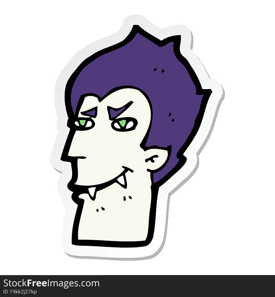 sticker of a cartoon vampire face