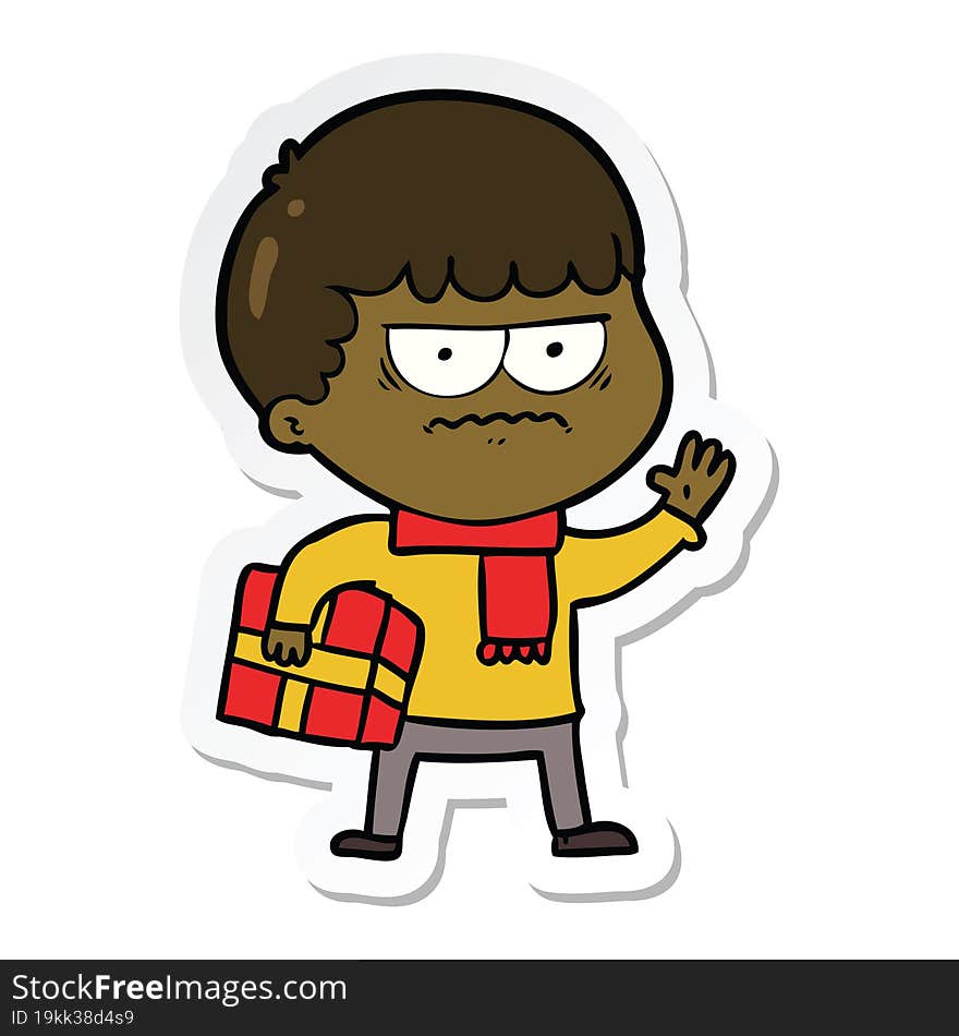 sticker of a cartoon annoyed man