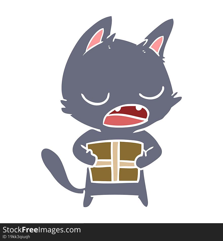 Talking Cat Flat Color Style Cartoon