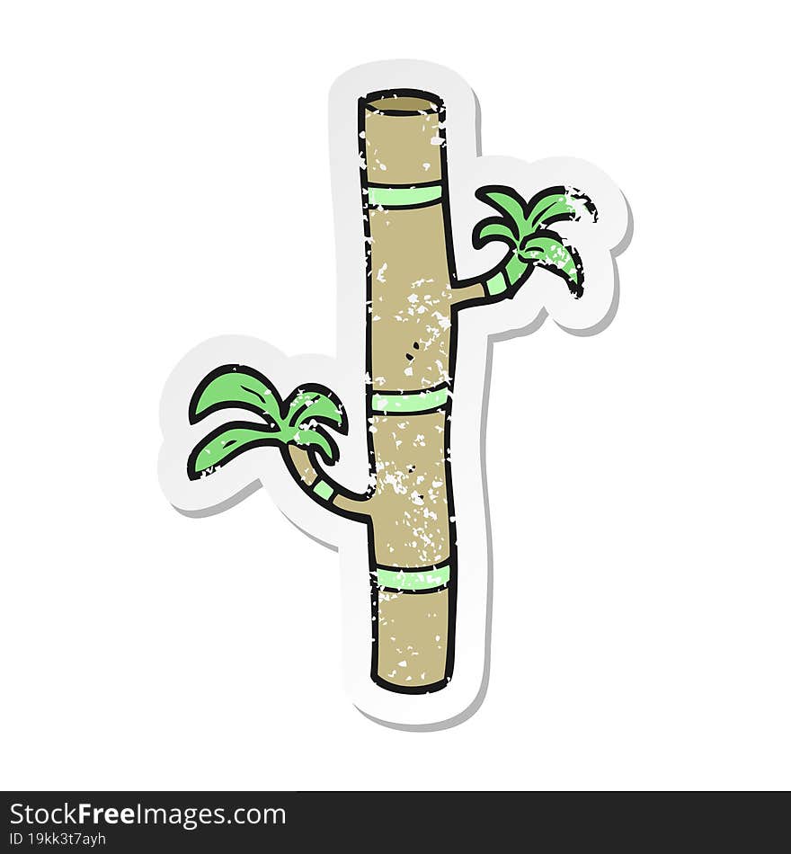 Retro Distressed Sticker Of A Cartoon Bamboo