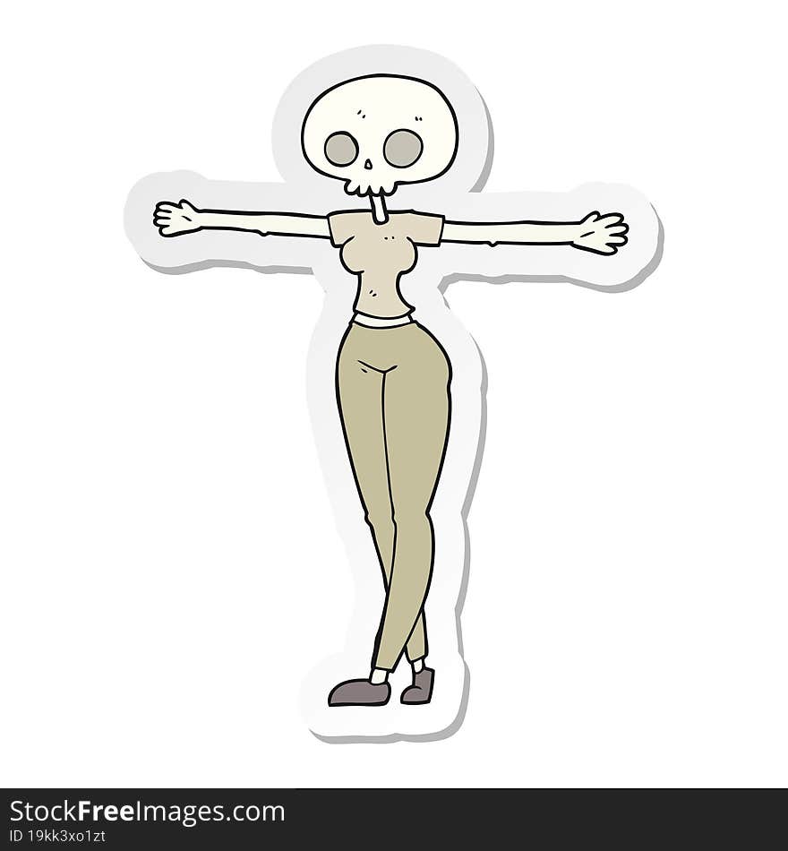 sticker of a cartoon zombie woman