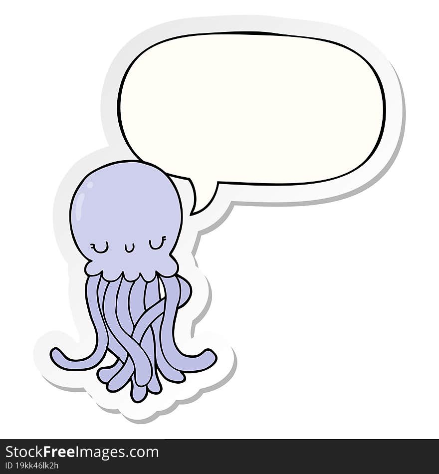 cute cartoon jellyfish and speech bubble sticker