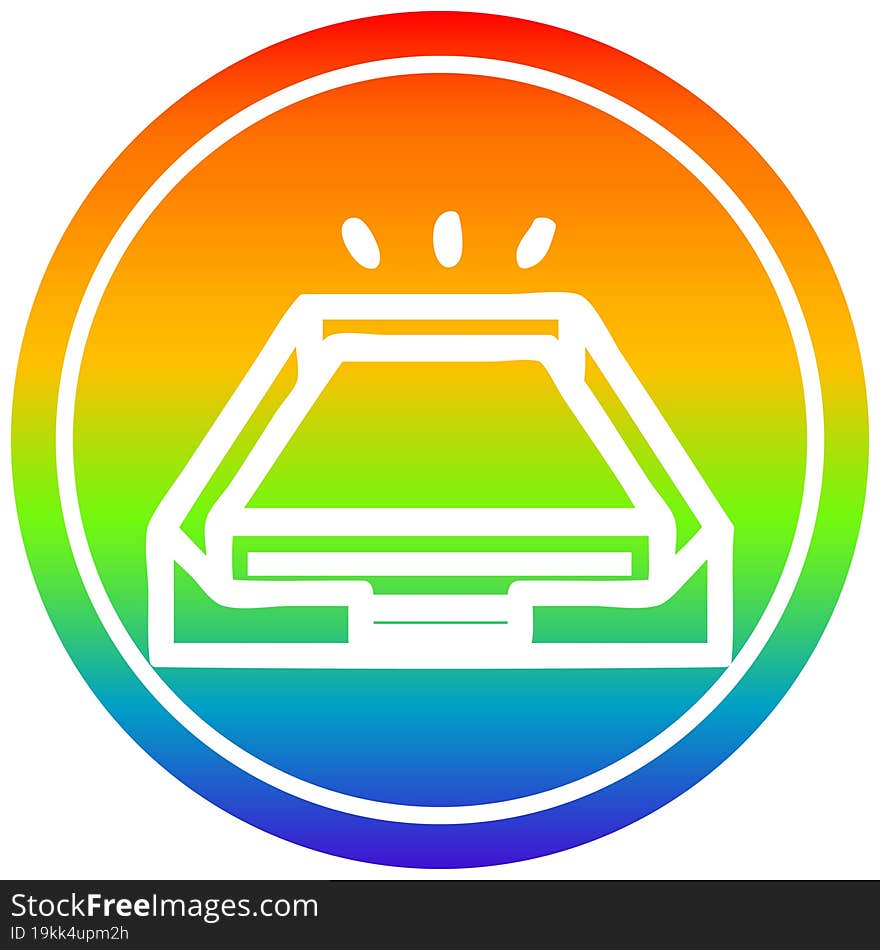 low office paper stack circular in rainbow spectrum