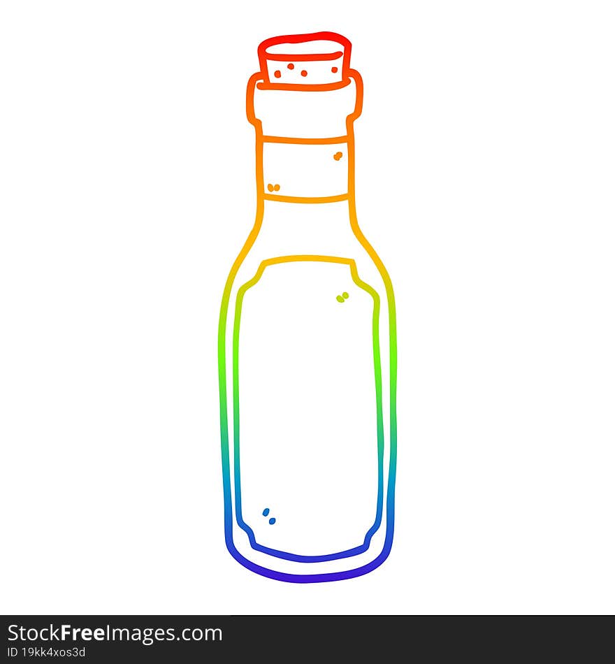 rainbow gradient line drawing cartoon potion bottle