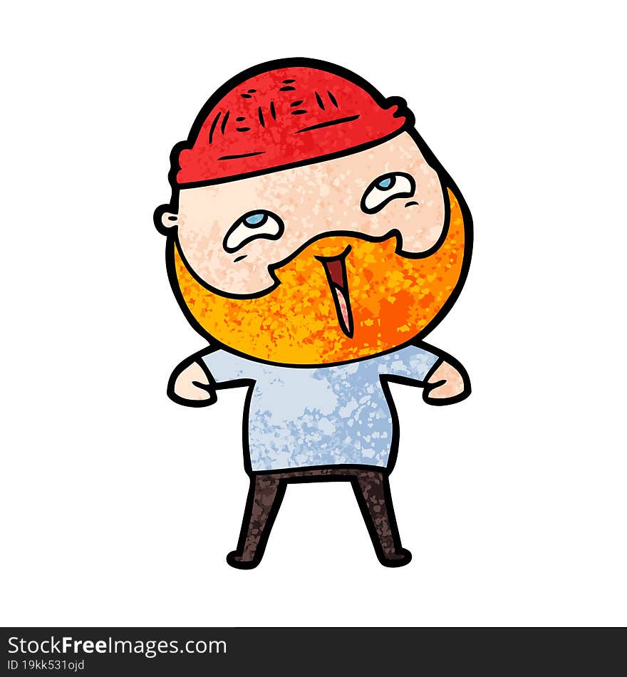 cartoon happy bearded man. cartoon happy bearded man