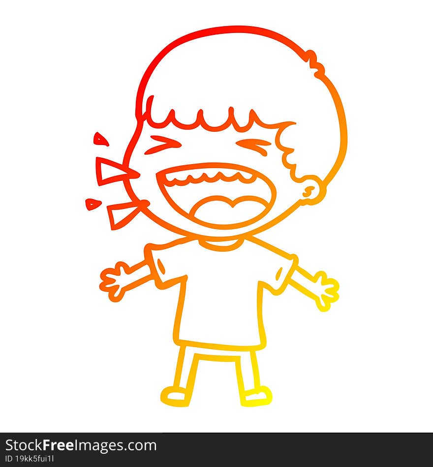 Warm Gradient Line Drawing Cartoon Laughing Man