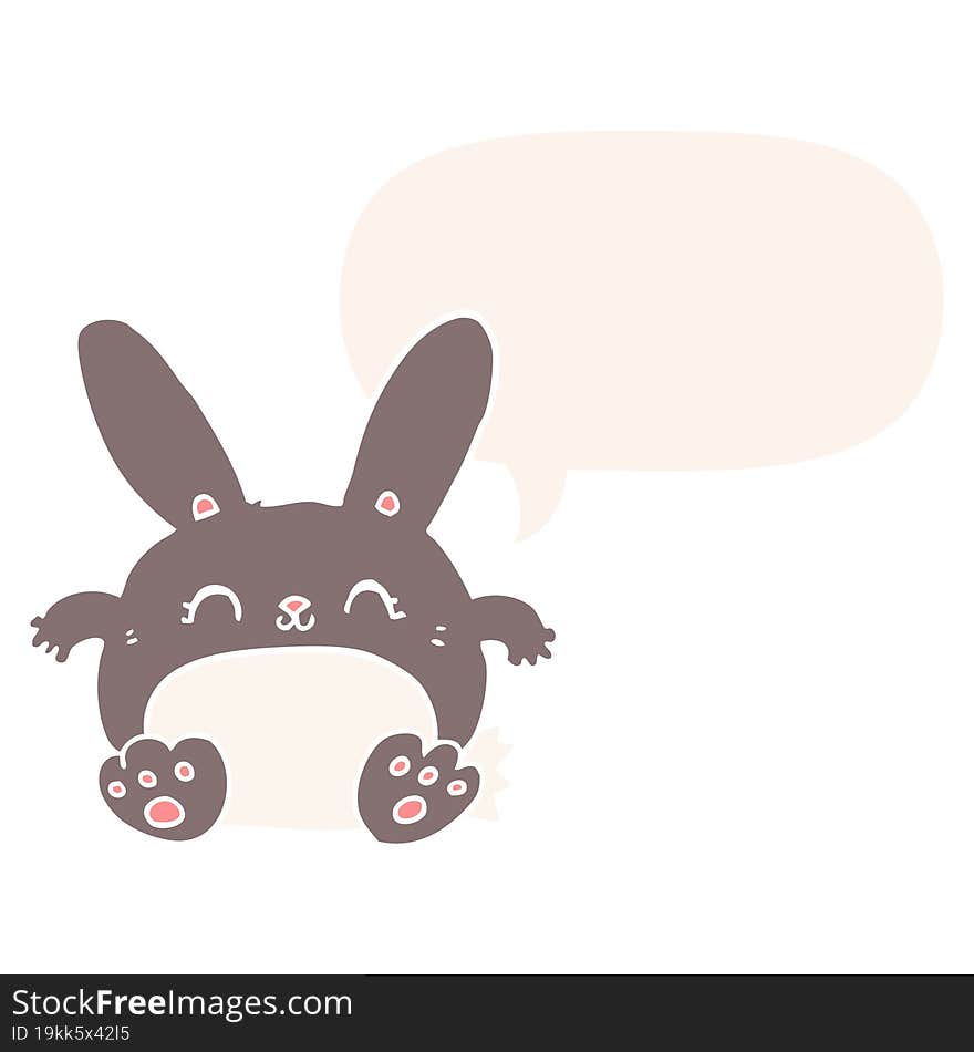 Cartoon Rabbit And Speech Bubble In Retro Style