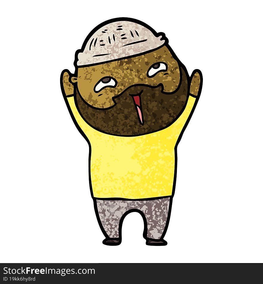 cartoon happy bearded man. cartoon happy bearded man