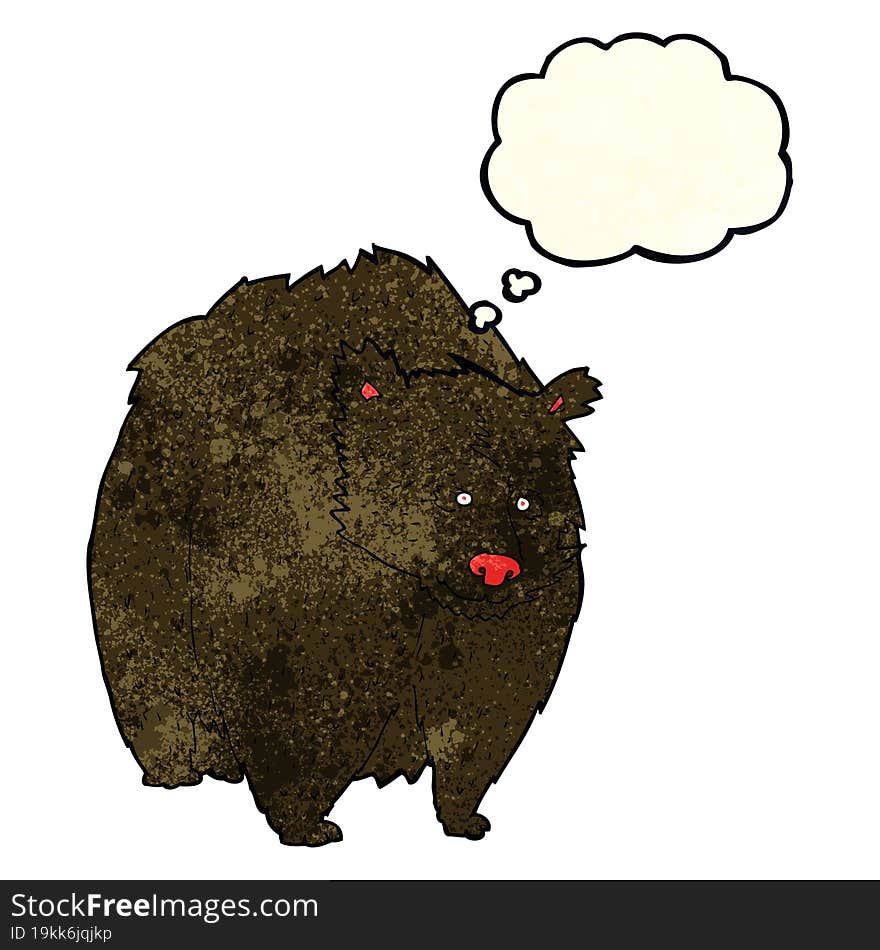 huge black bear cartoon with thought bubble