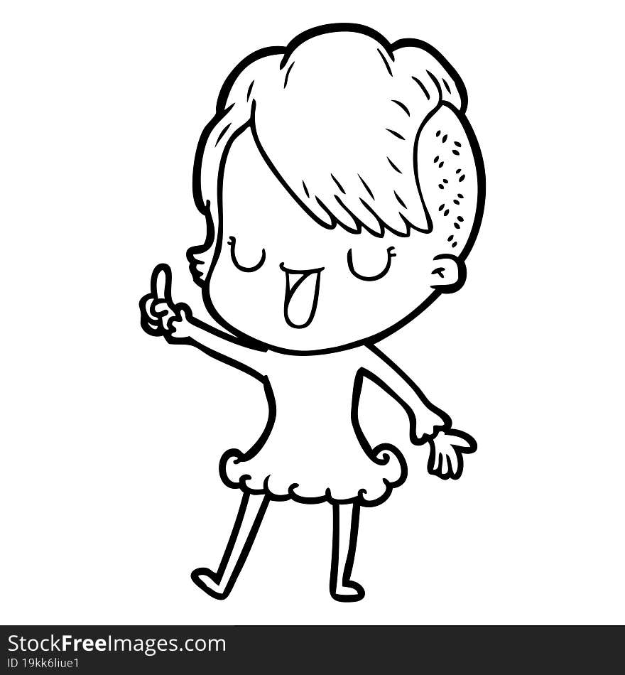 cute cartoon girl with hipster haircut. cute cartoon girl with hipster haircut