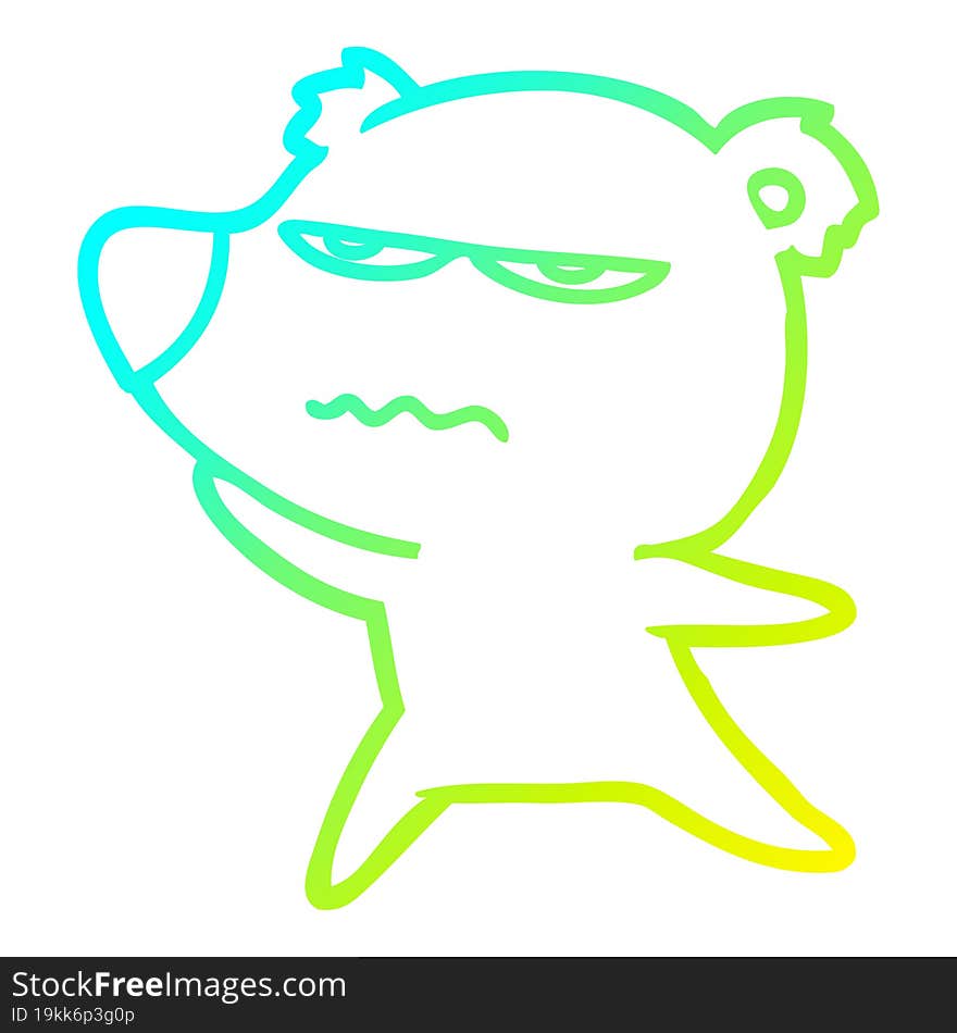 cold gradient line drawing of a angry bear cartoon