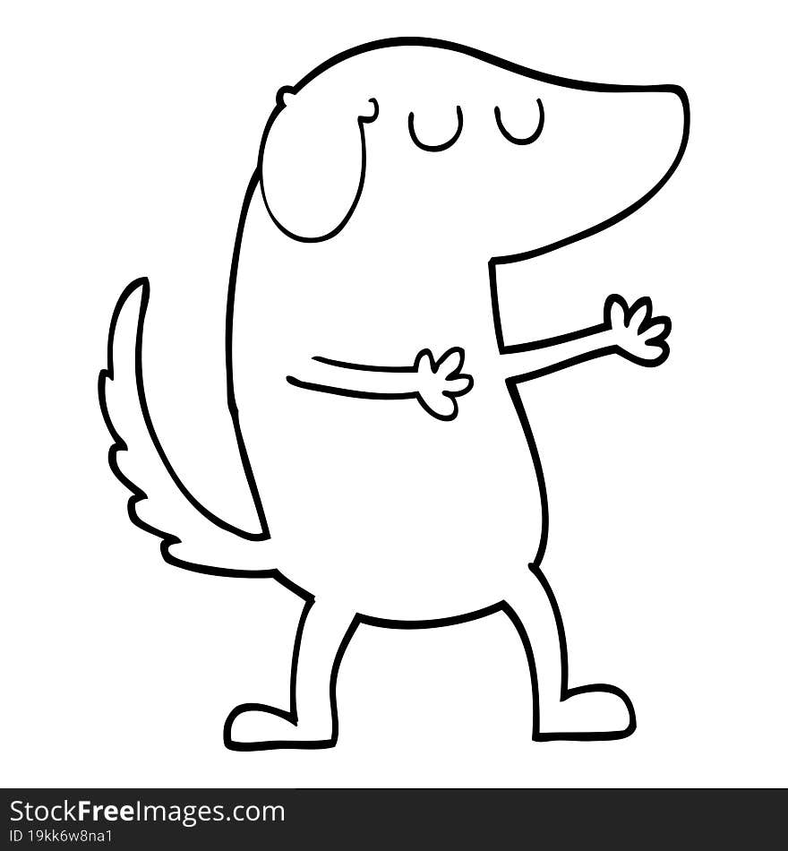 Black And White Cartoon Happy Dog