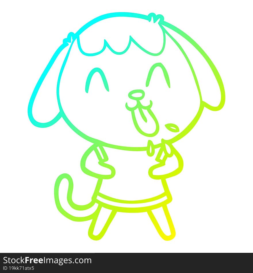 Cold Gradient Line Drawing Cute Cartoon Dog