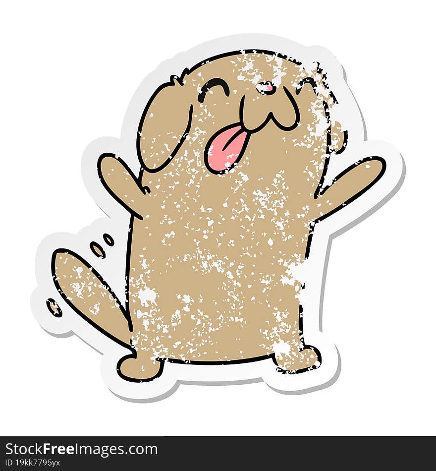 distressed sticker cartoon kawaii of a cute dog