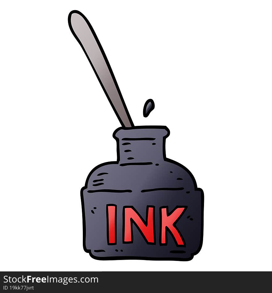 cartoon doodle ink bottle