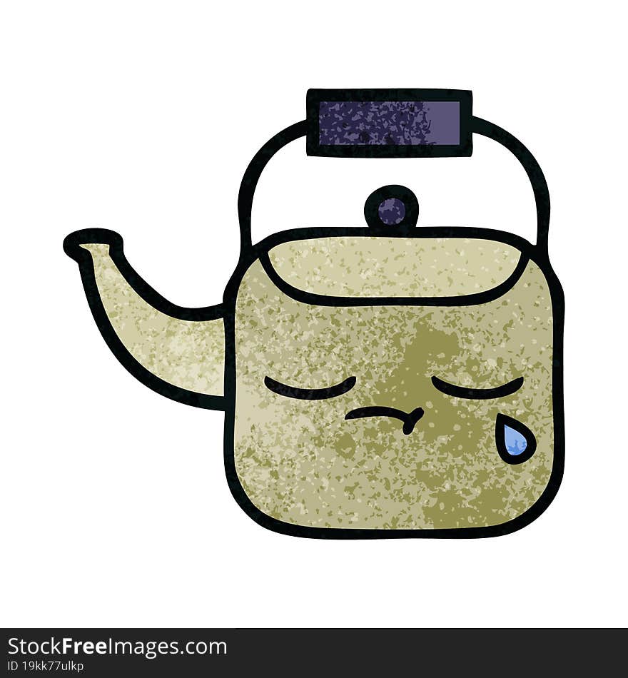 Retro Grunge Texture Cartoon Kettle