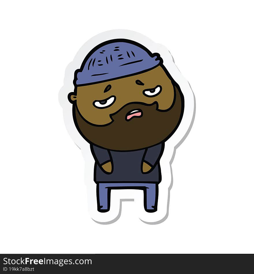 sticker of a cartoon worried man with beard