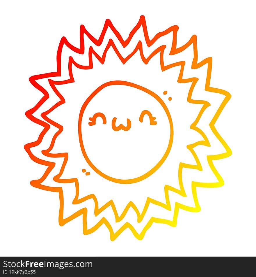 warm gradient line drawing cartoon sun