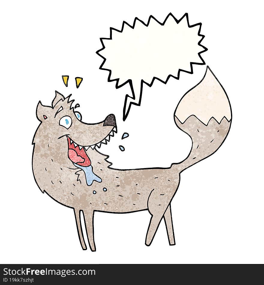 speech bubble textured cartoon wolf