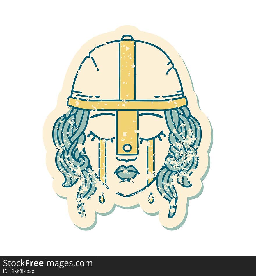 grunge sticker of a crying human fighter. grunge sticker of a crying human fighter