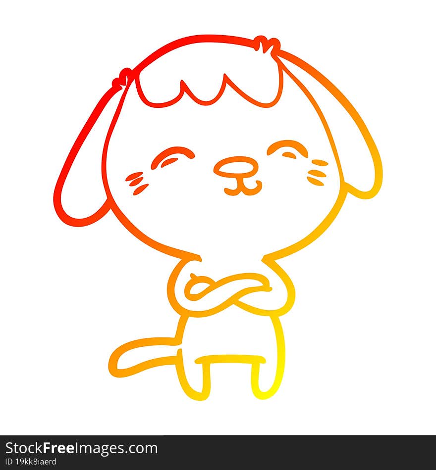 Warm Gradient Line Drawing Happy Cartoon Dog