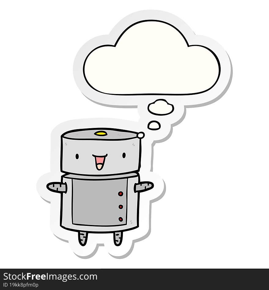 cartoon robot and thought bubble as a printed sticker