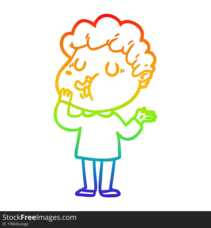 Rainbow Gradient Line Drawing Cartoon Man Singing