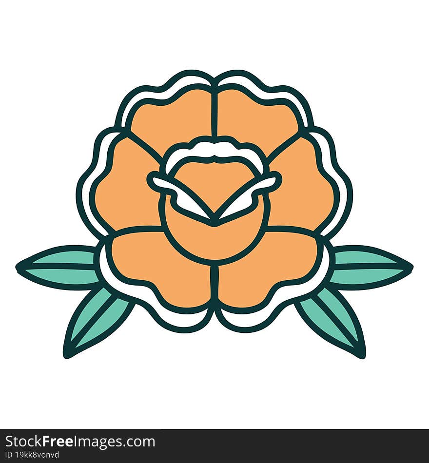 iconic tattoo style image of a flower. iconic tattoo style image of a flower