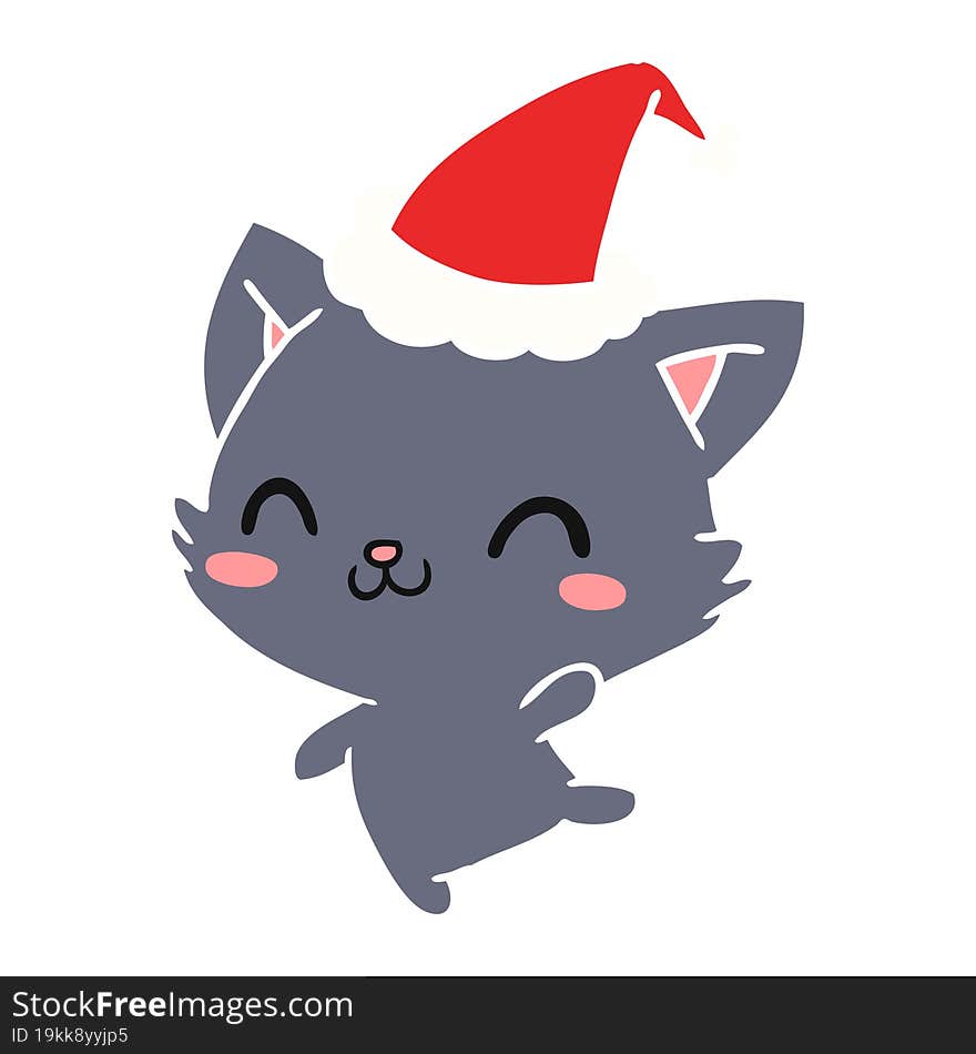 christmas cartoon of kawaii cat