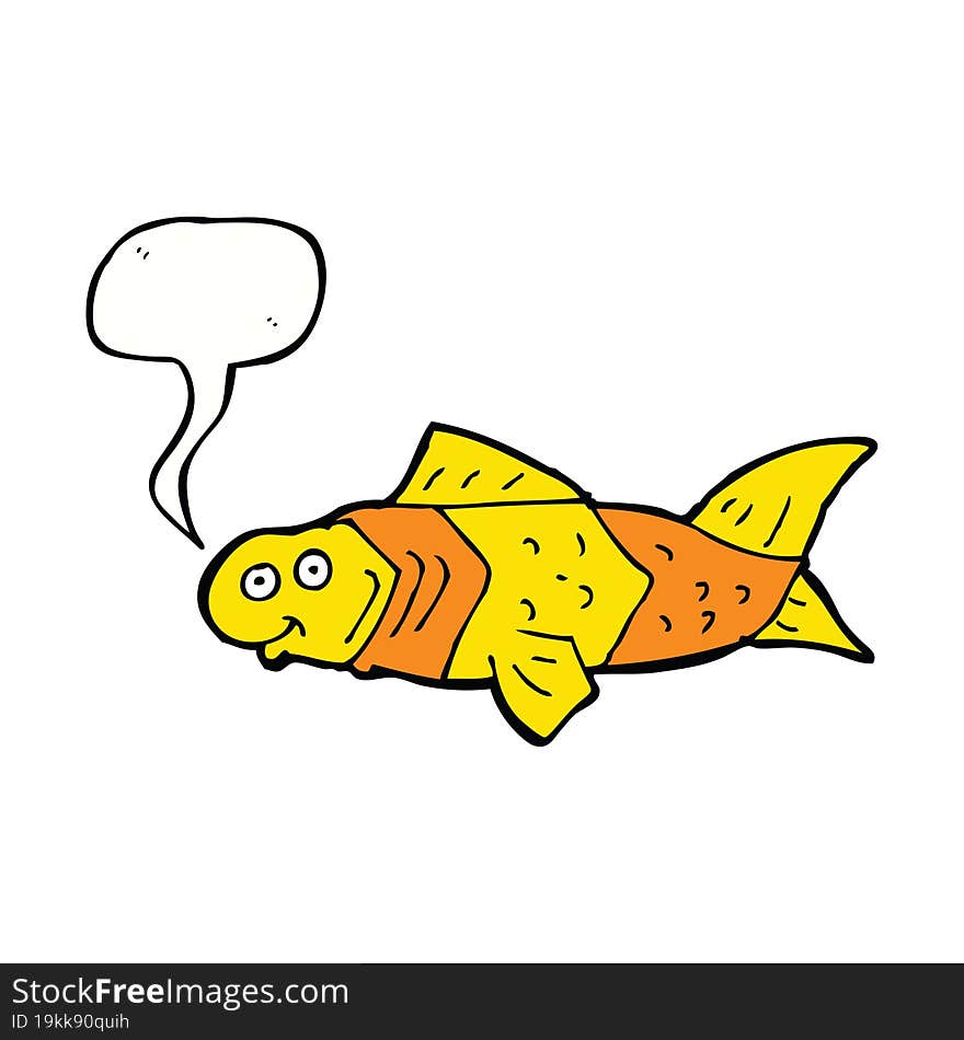 Cartoon Funny Fish With Speech Bubble