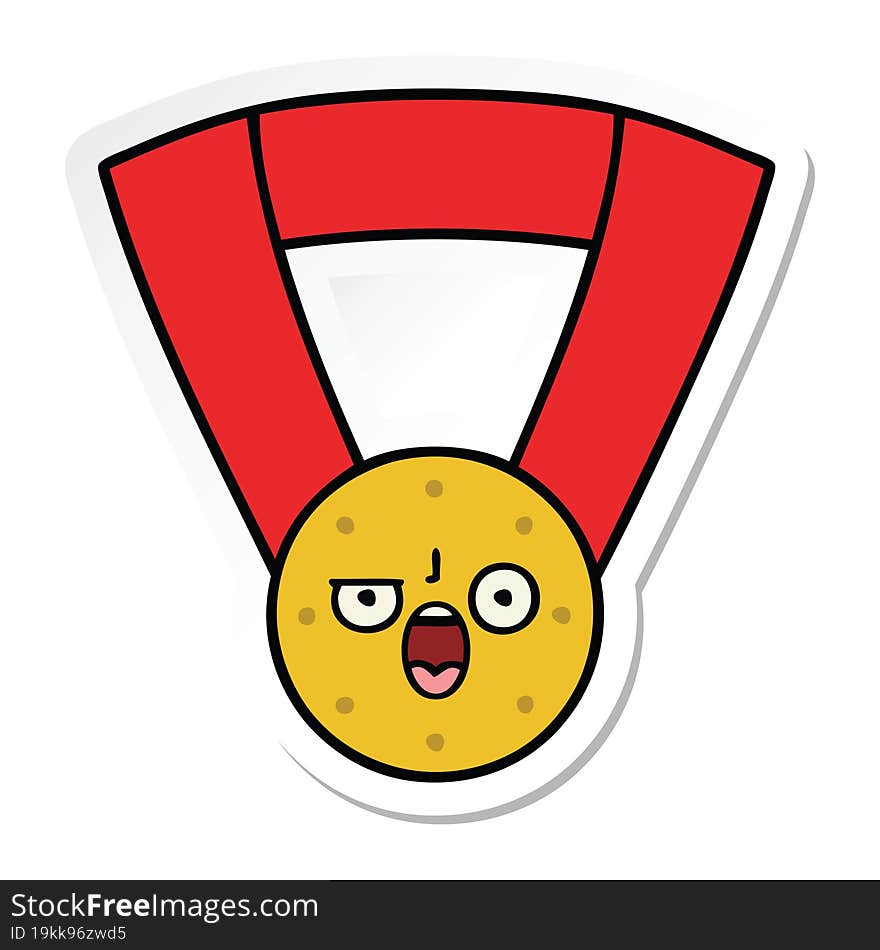 Sticker Of A Cute Cartoon Gold Medal