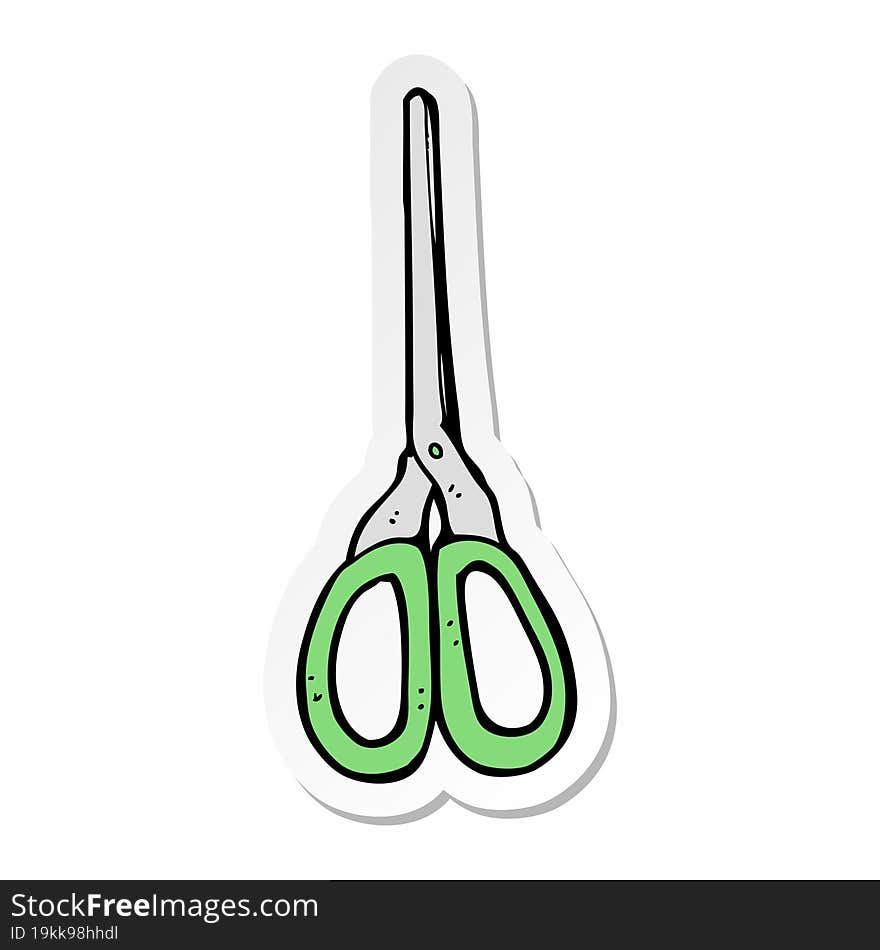 Sticker Of A Cartoon Scissors