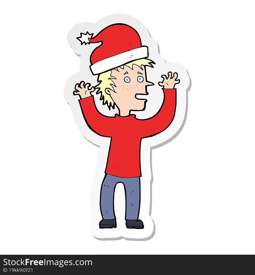 Sticker Of A Cartoon Man Ready For Christmas