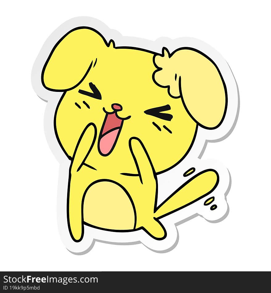 freehand drawn sticker cartoon of cute kawaii dog