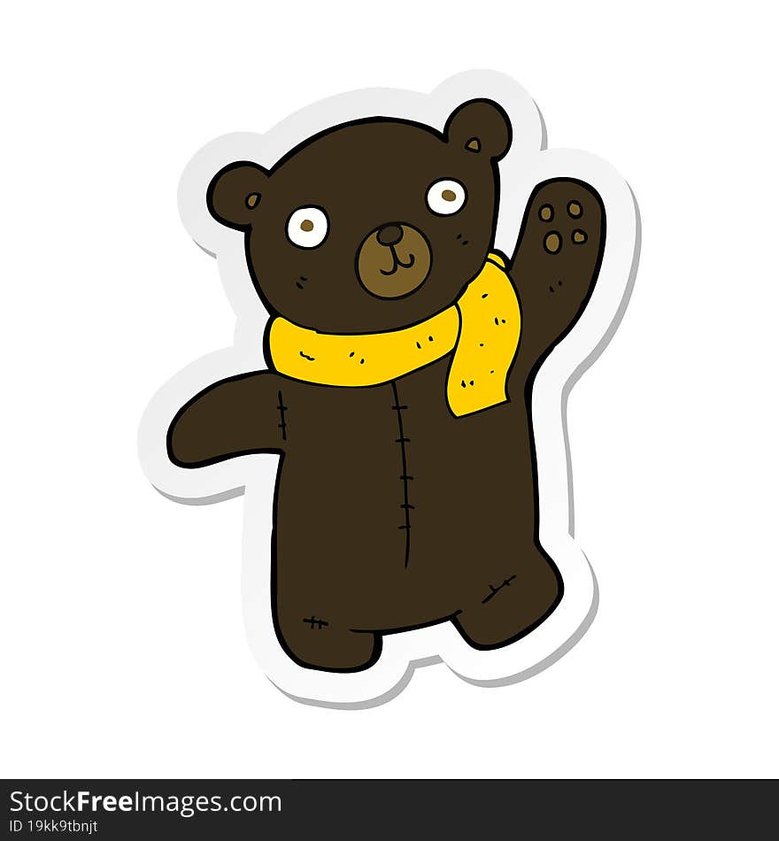 sticker of a cute cartoon black teddy bear