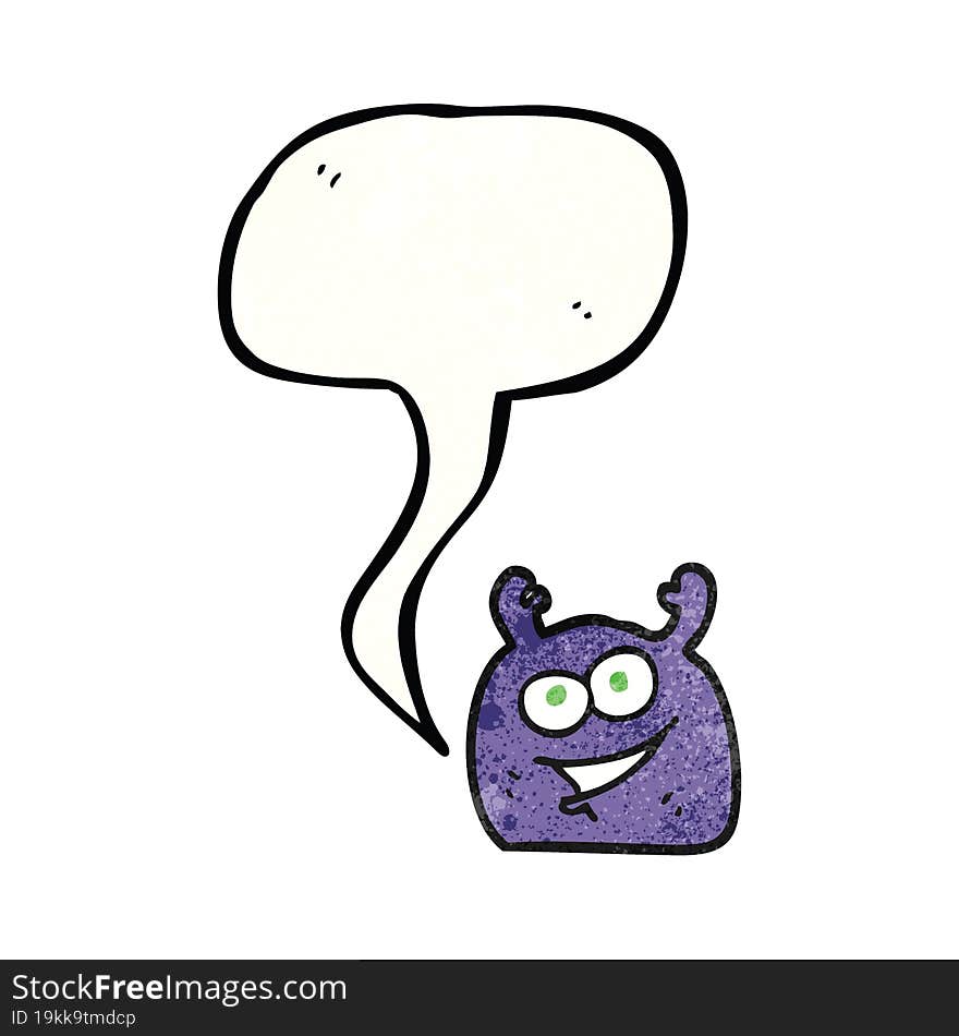 freehand speech bubble textured cartoon little alien