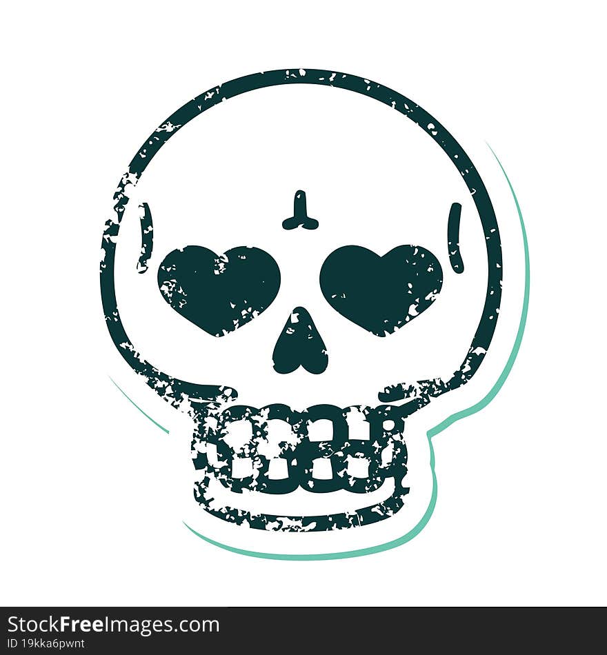 distressed sticker tattoo style icon of a skull