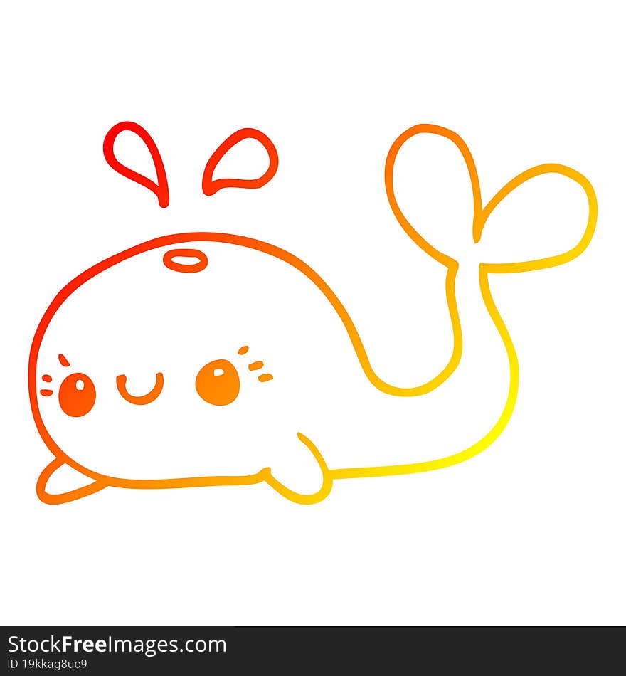 warm gradient line drawing cute cartoon whale