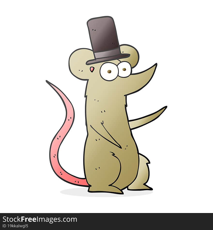 freehand drawn cartoon mouse wearing top hat