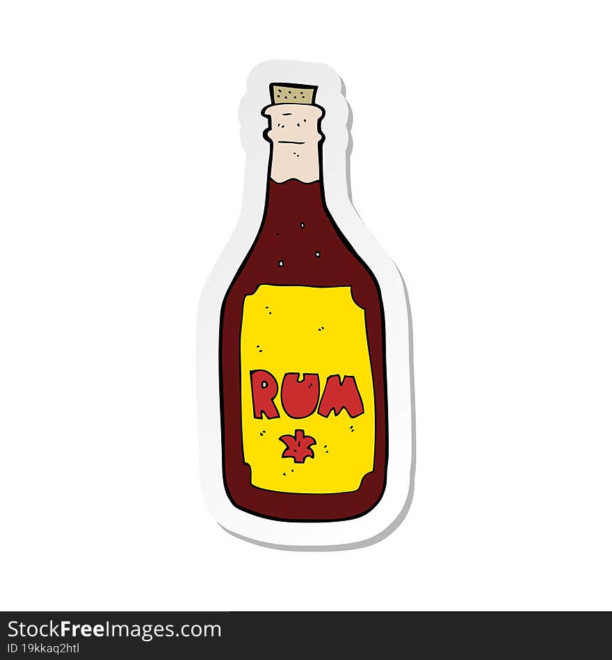 sticker of a cartoon rum bottle