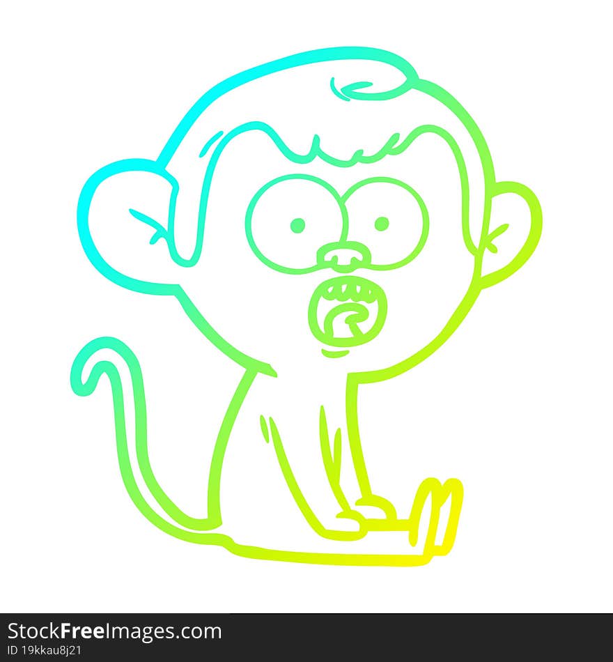 cold gradient line drawing cartoon shocked monkey