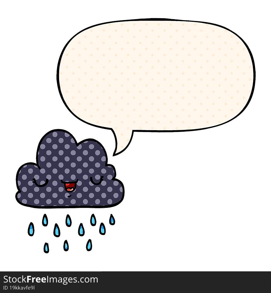 cartoon storm cloud and speech bubble in comic book style