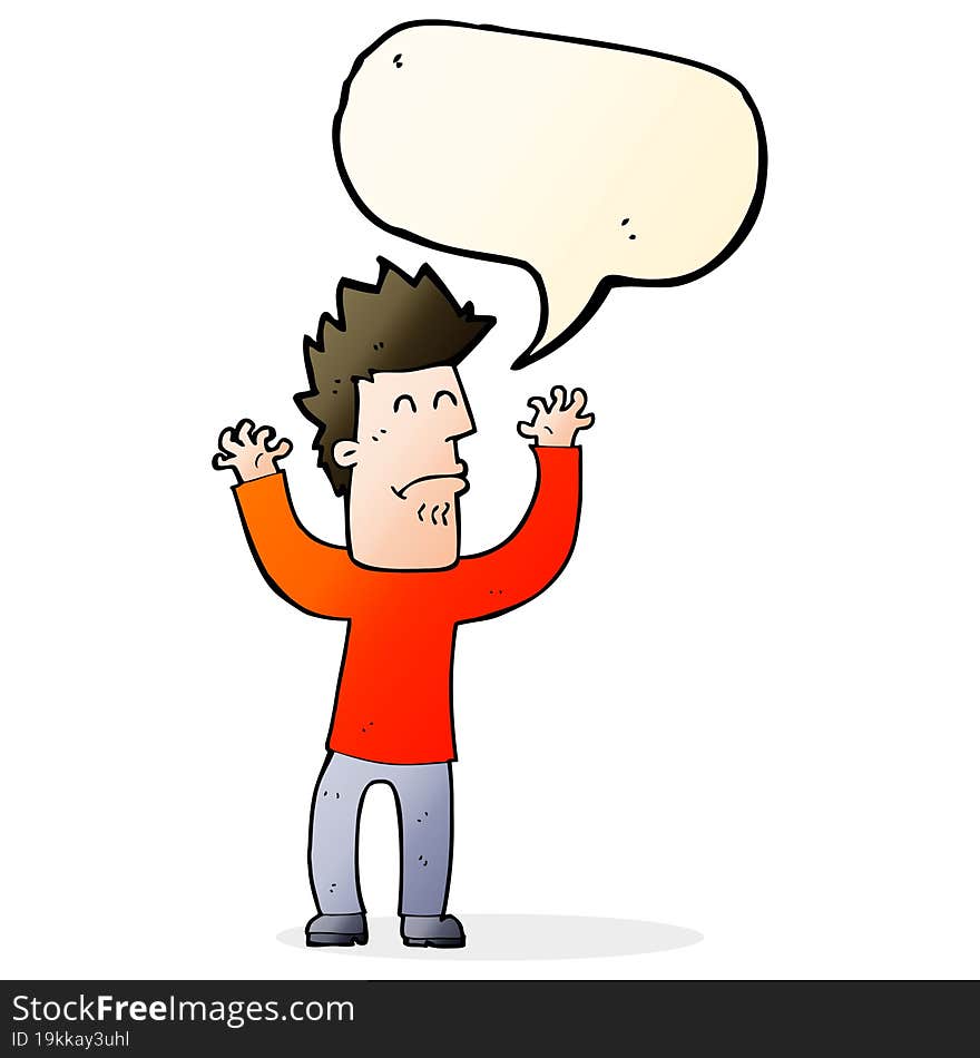 Cartoon Stressed Man With Speech Bubble